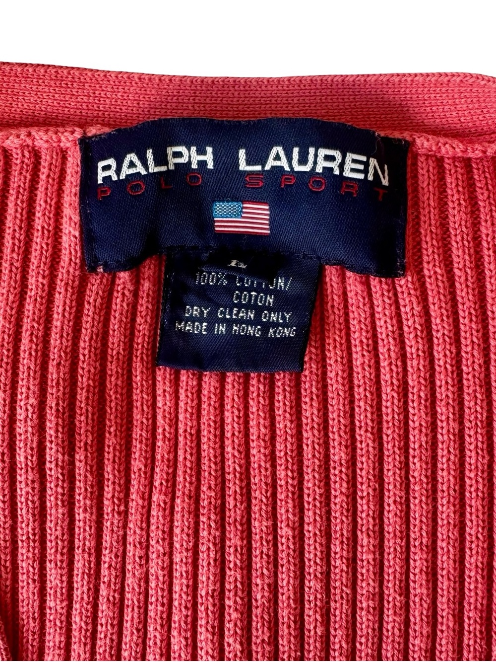 Ralph Lauren Polo Sport Women’s Pink Ribbed Cotton Button-Front Cardigan Size L - Picture 3 of 6